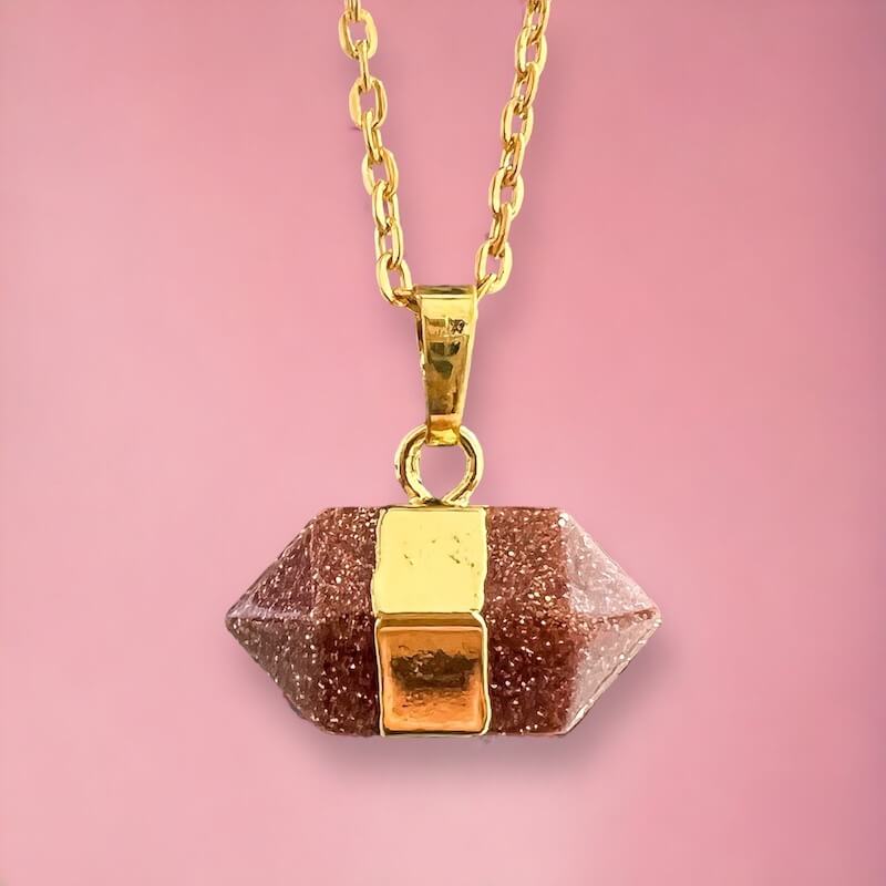  Goldstone Pendant Handmade Crystal Necklace - Stone Necklace