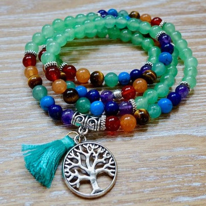 Green-Aventurine-7-Chakra-Prayer-Necklace. Shop beautiful hand crafted Seven Chakra Payer Mala Beads Necklace, Chakra Jewelry. High quality Prayer Beads Necklace at Magic Crystals. Magiccrystals.com Inspiring People To Practice Yoga and Meditation. Check out our Mala Necklaces Collection. Mala beads are a string of beads that are used in a meditation practice.