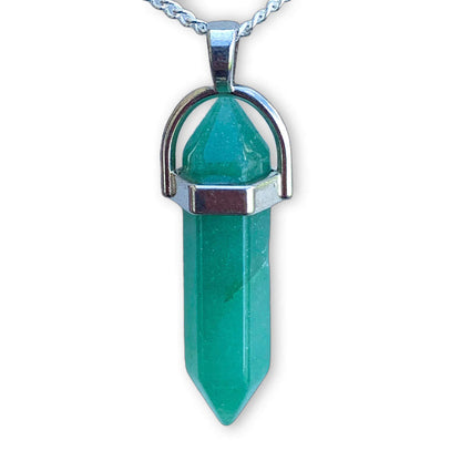 Double Point Gemstone Necklace - Green Aventurine. Looking for a handmade Crystal Jewelry? Find genuine Double Point Gemstone Necklace when you shop at Magic Crystals. Crystal necklace, for mens and women. Gemstone Point, Healing Crystal Necklace, Layering Necklace, Gemstone Appeal Natural Healing Pendant Necklace. Collar de piedra natural unisex.