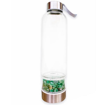    Green-Aventurine-Gemstone.Looking for Authentic Tumbled Crystal Water Bottle | Glass and Stainless Steel Water Bottle? Shop at Magic Crystals for Crystal Bottle, Stone Infused, Elixir, Stainless Steel and Environmentally Friendly bottle. 400 - 500 ml Tumbled Gemstone Unique Mineral Collection Gift. Gem Elixir Water Bottle.