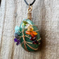    Green-Aventurine-Tree-Of-Life-Chakra-Necklace. Looking for a gift for mother/her, tree of life necklace, stone necklace, pendant? Shop at Magic Crystals for a 7 Chakra Tree Of Life Drop Necklace. 7 Chakra necklaces, and seven chakras jewelry pieces. Handmade Natural Amethyst Crystal. Amethyst Drop shape, teardrop, Protection Necklaces. 