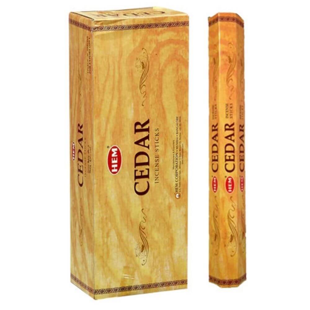 HEM Cedar Incense | HEM Cedro Incienso - Magic Crystals. Free Shipping Available. 6 tubes of 20 sticks, 120 sticks total. Quality Incense. Hem is known throughout the world for producing traditional incenses made from quality woods, flowers, resins, and essential oils.