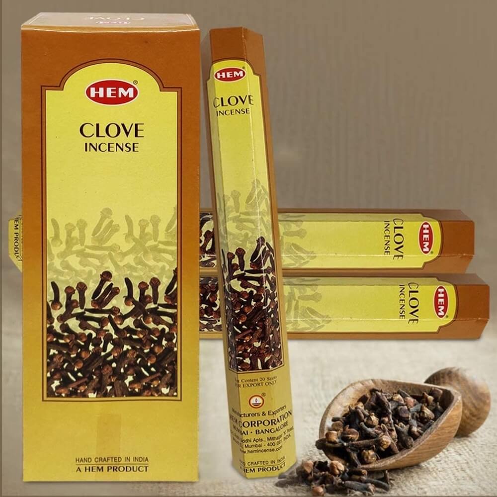 Shop for HEM Clove Incense Sticks Natural Home Essence - incienso de Clavo at Magic Crystals. Free Shipping Available. 6 tubes of 20 sticks, 120 sticks total. Quality Incense. Hem is known throughout the world for producing traditional incenses made from quality woods, flowers, resins, and essential oils.