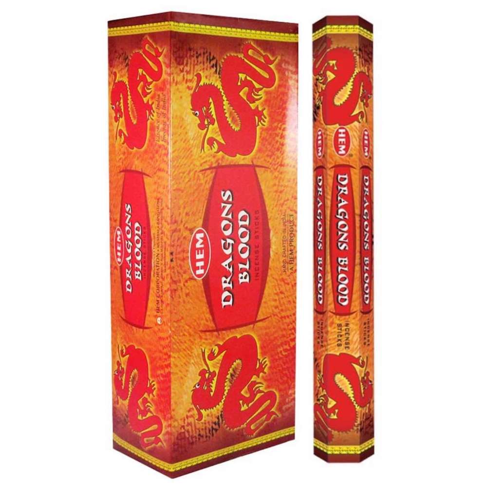 Free Shipping Available. Shop for Hem Red Dragons Blood Incense Sticks Natural Fragrance - Sangre de Dragon Incienso at Magic Crystals. 6 tubes of 20 sticks, 120 sticks total. Quality Incense. Hem is known throughout the world for producing traditional incenses made from quality woods, flowers, and essential oils.