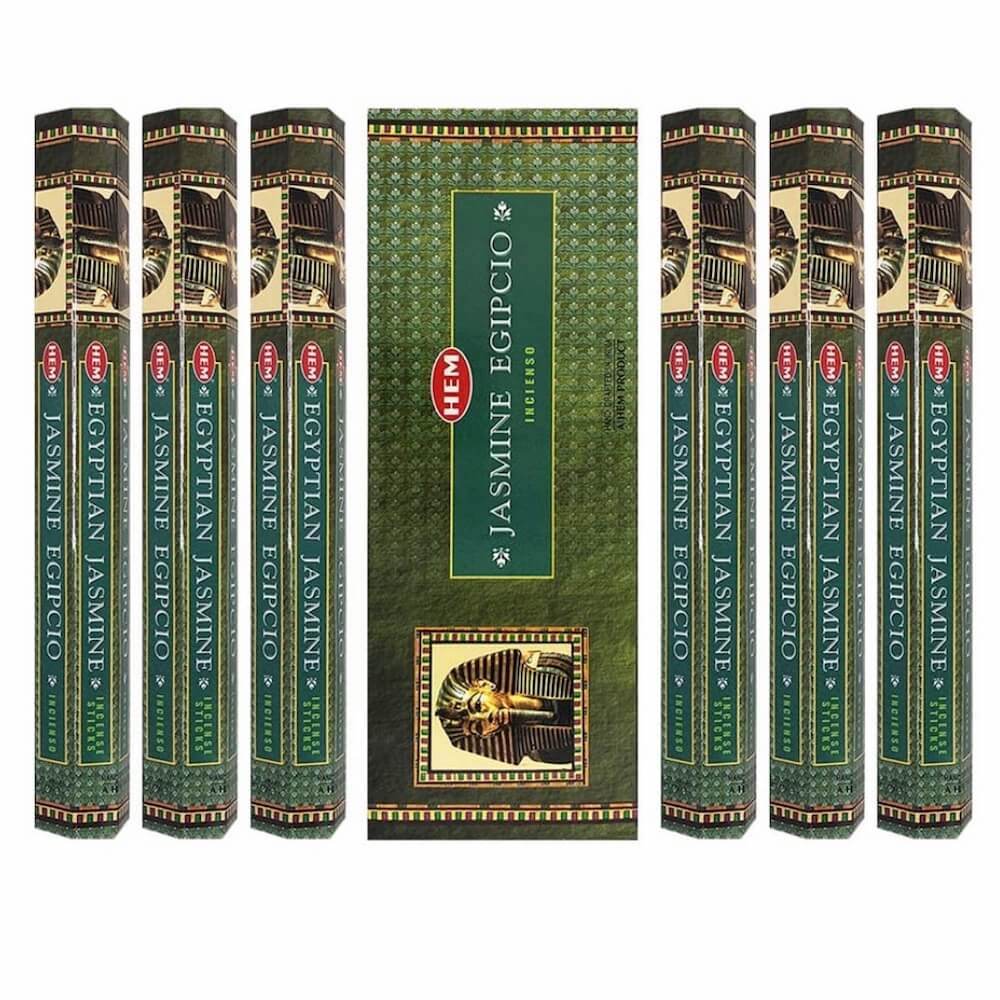 Free Shipping Available. Shop for Hem Egyptian Jasmine Incense Sticks Natural Fragrance - Incienso Jasmin Egipcio at Magic Crystals. 6 tubes of 20 sticks, 120 sticks total. Quality Incense. Hem is known throughout the world for producing traditional incenses made from quality woods, flowers, resins, and essential oils.