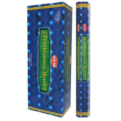 Shop for HEM Frankincense & Myrrh Incense Sticks Natural Odor - Incienso y mirra - Magic Crystals. Free Shipping Available. 6 tubes of 20 sticks, 120 sticks total. Quality Incense. Hem is known throughout the world for producing traditional incenses made from quality woods, flowers, resins, and essential oils.