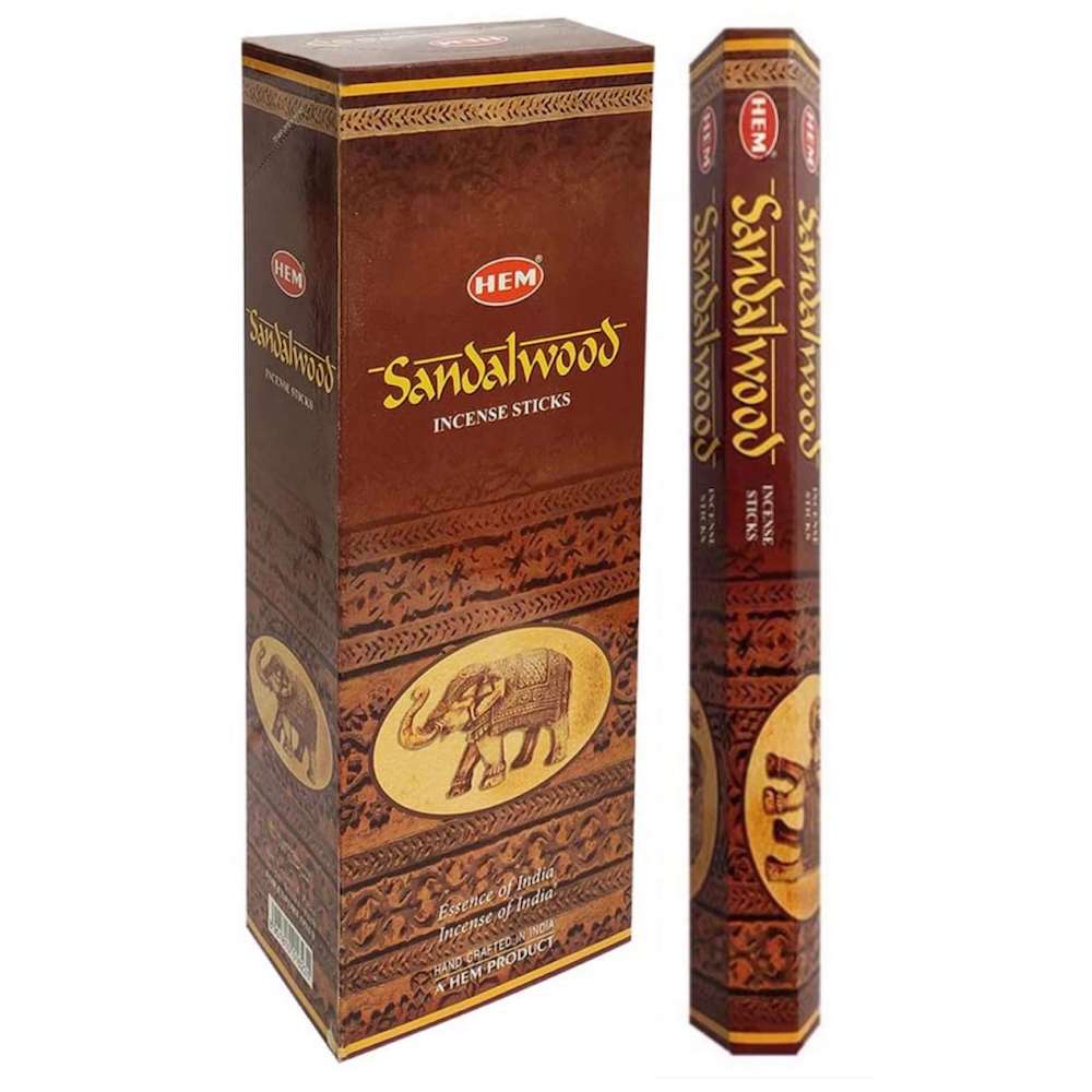 Shop for HEM Sandalwood Incense Sticks Natural - Incienso de Sandalwood at Magic Crystals. Free Shipping Available. 6 tubes of 20 sticks, 120 sticks total. Quality Incense. Hem is known throughout the world for producing traditional incenses made from quality woods, flowers, resins, and essential oils.