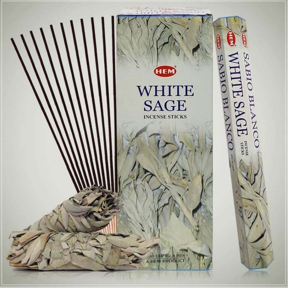 Free Shipping Available. Shop for Hem White Sage Incense Sticks Natural Fragrance - Incienso Salbio Blanco at Magic Crystals. 6 tubes of 20 sticks, 120 sticks total. Quality Incense. Hem is known throughout the world for producing traditional incenses made from quality woods, flowers, resins, and essential oils.