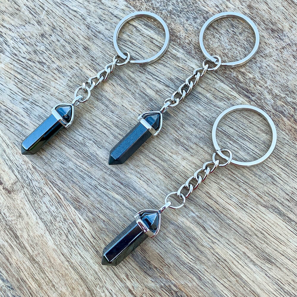 Hematite Stone Double Point Keychain,Crystal Keychain - Magic Crystals