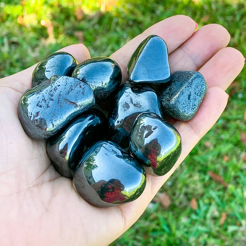 Buy Hematite Tumbled Stones, Hematite Polished Gemstones, Bulk Crystals at Magic Crystals. Tumbled Hematite, Hematite Crystal, Polished Hematite. Hematite helps to absorb negative energy. Hematite is also good for working with the Root Chakra.