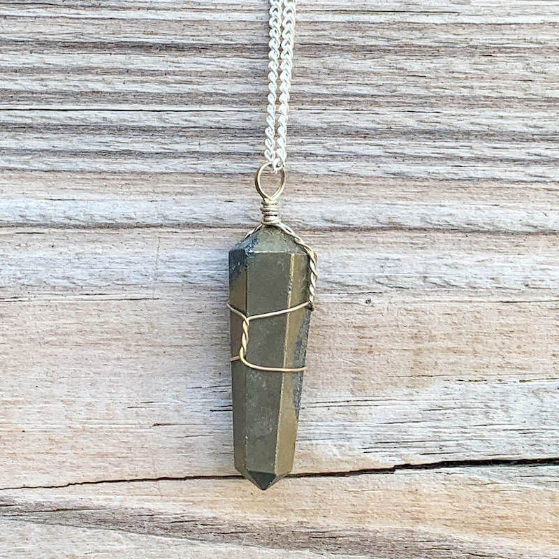 Hematite Stone Double Point Pendant Necklace - Stone Necklace - Magic Crystals