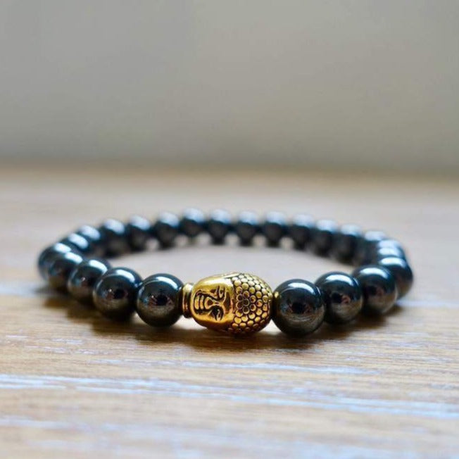 Hematite Gold Buddha  Bracelet - Hematite Jewelry - Magic Crystals