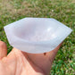 Looking for a selenite Hexagon bowl with Free Shipping? Shop at Magic Crystals for handcrafted Selenite Ritual Bowl, Charging Bowl, Selenite Alter Bowl, Selenite Bowls, Selenite Cleansing Bowls. Selenite quickly opens and activates the third eye, crown chakra, and the Soul Star chakra above the head.