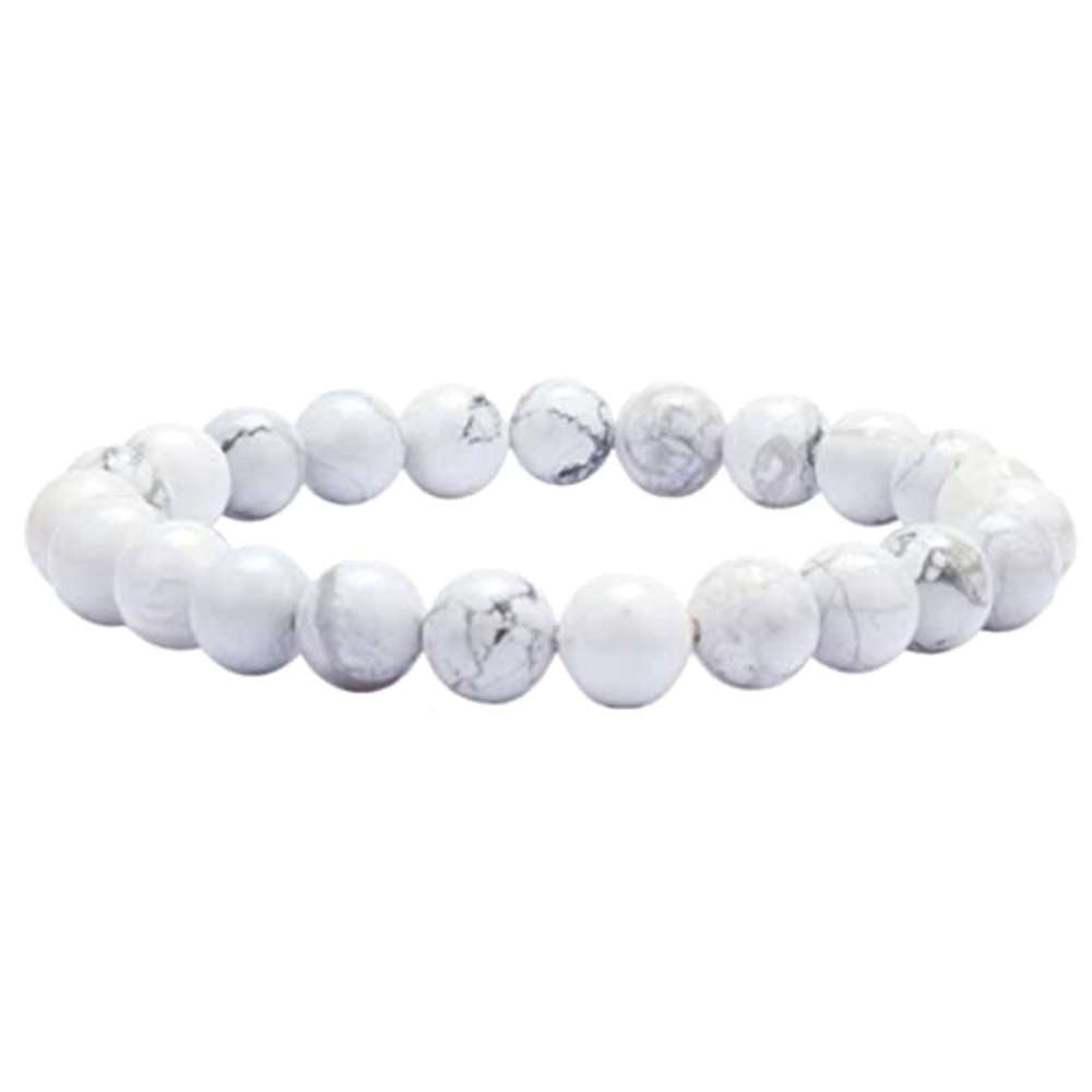 Howlite Bracelet Howlite is a stone of strength. Natural Howlite Smooth Round Beads available with FREE SHIPPING. Magic Crystals carries Howlite Jewelry. Healing Bracelet, Anxiety Bracelet, Beaded Bracelet, Insomnia Bracelet, Gemstone Bracelets for Men. FREE SHIPPING available.