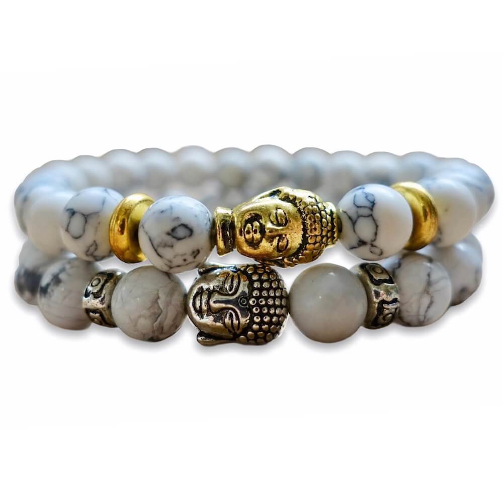 Howlite Stone Stretch Buddha Bracelet-Bracelets-Magic Crystals