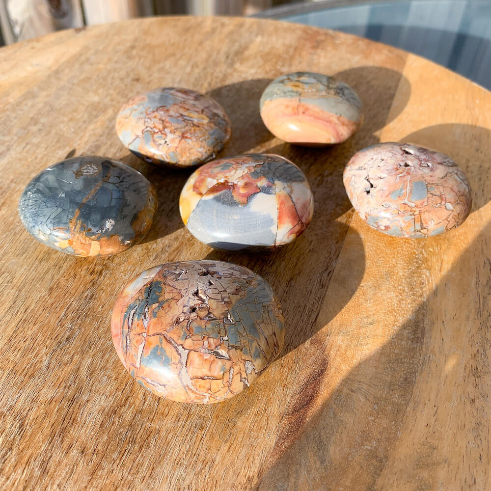 Looking for Ibis Jasper? Shop at Magic Crystals from Madagascan Ibis Jasper Palm Stones, Ibis Jasper, Colorful Ibis, Madagascar Ibis and Crystal Palm Stones. FREE SHIPPING available. Jasper disc form Polychrome Jasper. Ibis Jasper • Colorful Ibis • Madagascar Ibis • Crystal Palm Stones.