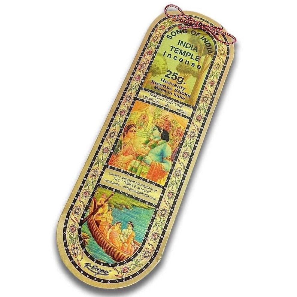 Indian Temple Incense -  Song of India -  Magic Crystals. Quantity available: Pack of 15 and 25 incense sticks. The heavenly, exotic scent of an Indian temple. This is a very popular incense fragrance! 120 sticks per package (150 grams). The original, light, fresh scent of holy temples in India.