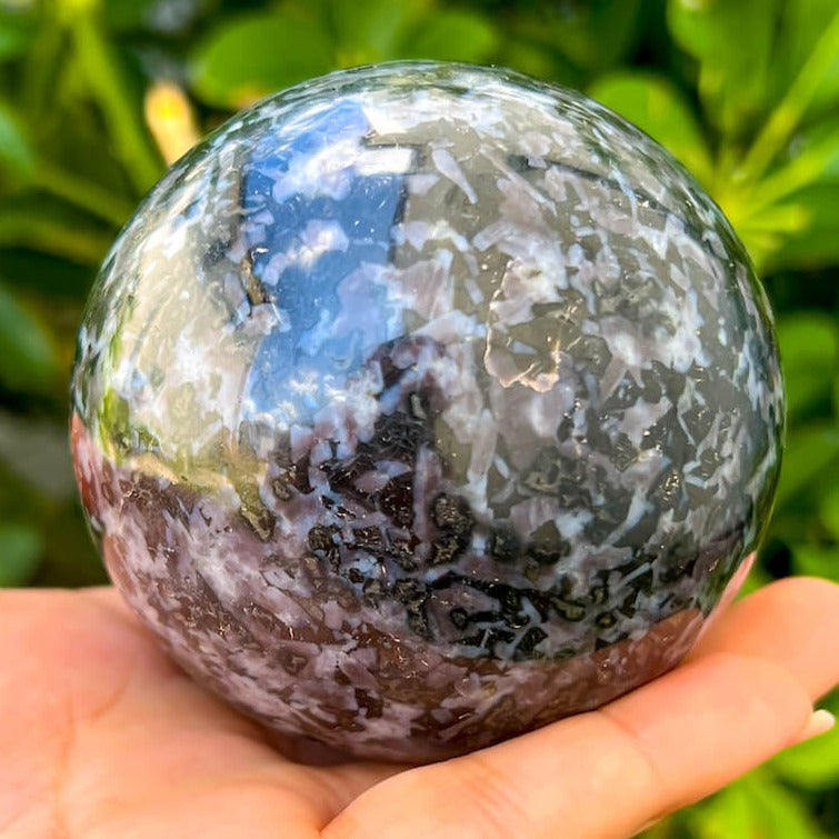 Looking for Indigo Gabbro Sphere? Shop for Mystic Merlinite, Indigo Gabbro Sphere Stones, Pocket Stone, Natural, Polished at Magic crystals. Mystic Merlinite is one of the newest meditation tools we all should have with us. FREE SHIPPING available.    Indigo-Gabbro-Sphere-B