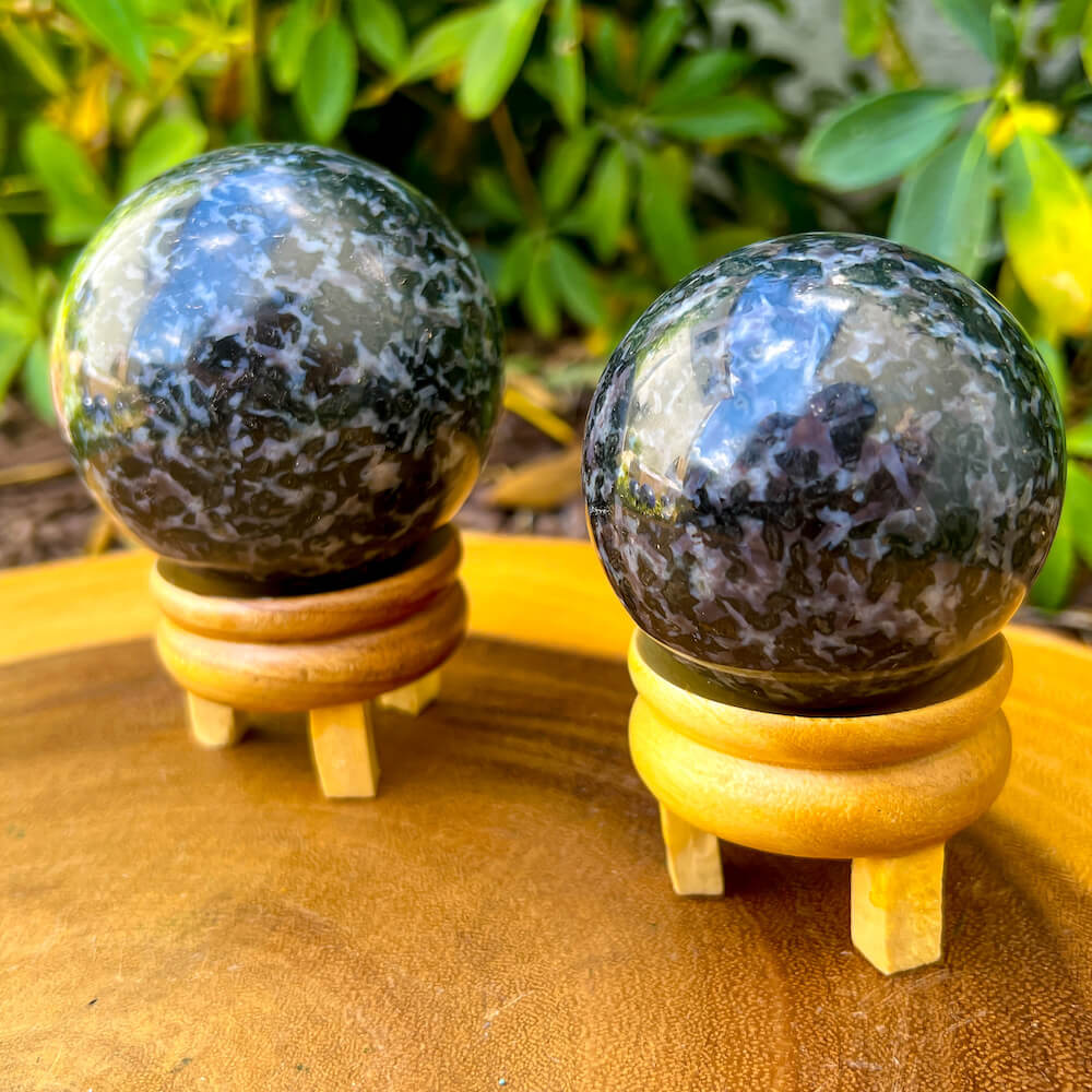 Looking for Indigo Gabbro Sphere? Shop for Mystic Merlinite, Indigo Gabbro Sphere Stones, Pocket Stone, Natural, Polished at Magic crystals. Mystic Merlinite is one of the newest meditation tools we all should have with us. FREE SHIPPING available.    Indigo-Gabbro-Sphere