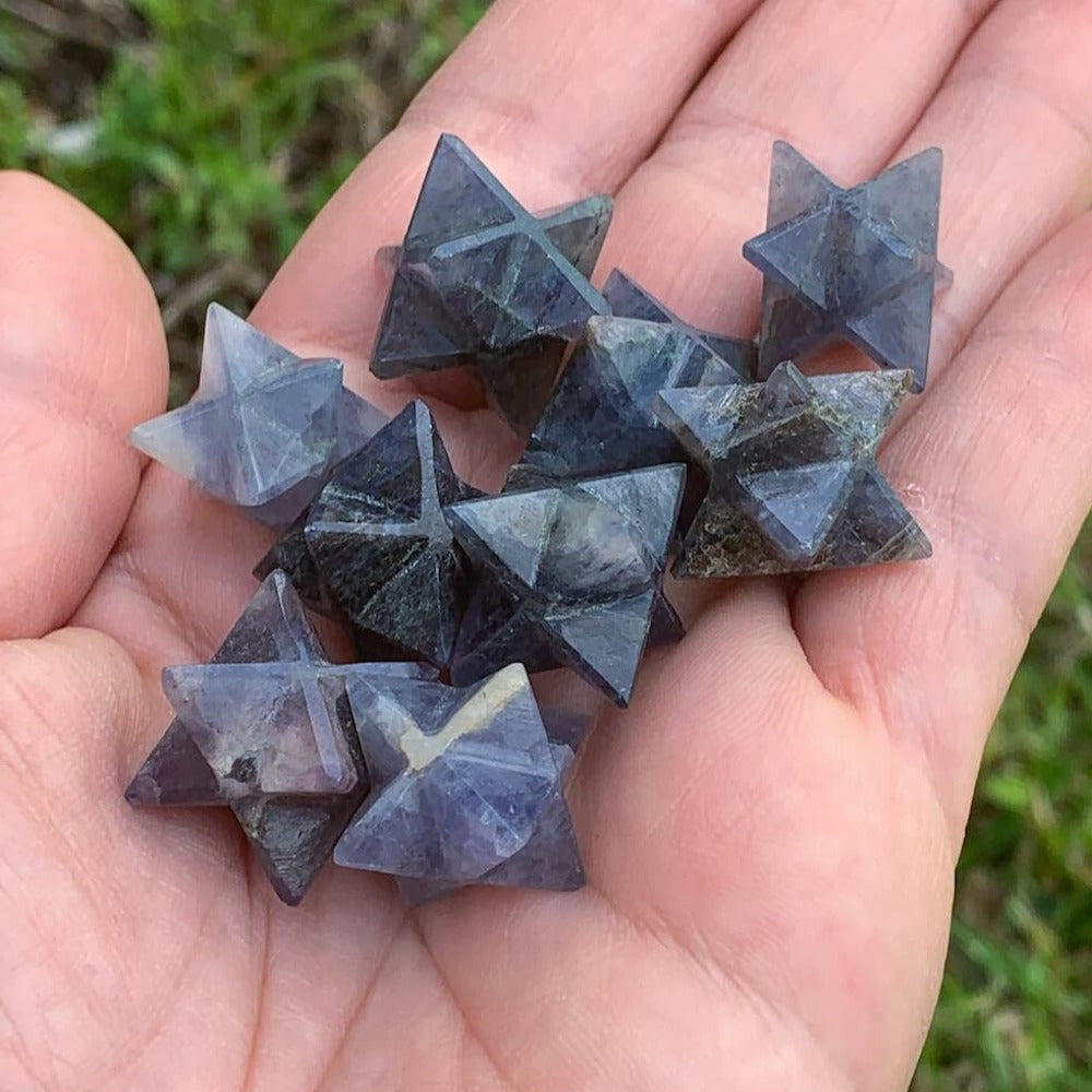 Merkaba Healing Crystals are known for activation of the Light Body merged with the Physical Body in Awakening deep Spiritual Transformation. Shop for Iolite Stone Crystal Merkaba - Sacred Geometry Star at Magic Crystals. Magiccrystals.com has Merkaba Necklace, gemstone Merkaba, and Sacred Geometry sets