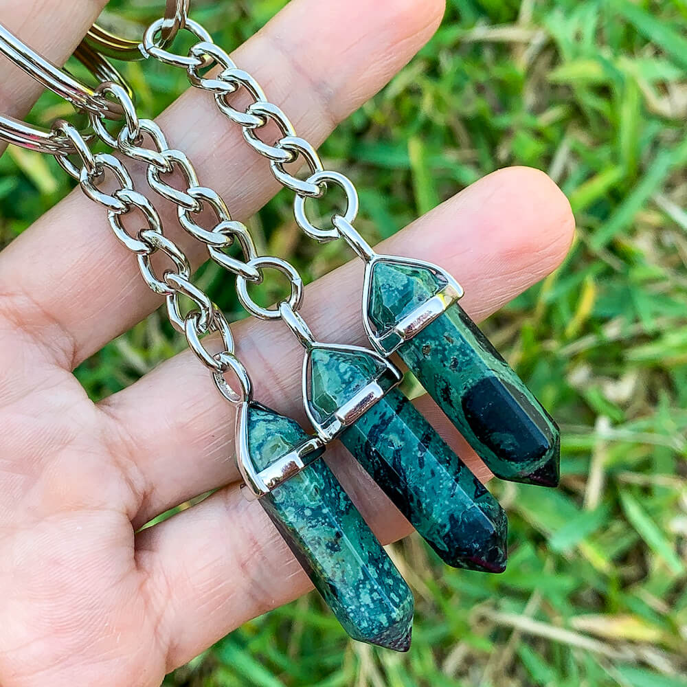 Rhyolite Stone Double Point Keychain, Crystal Keychain, Magic Crystals