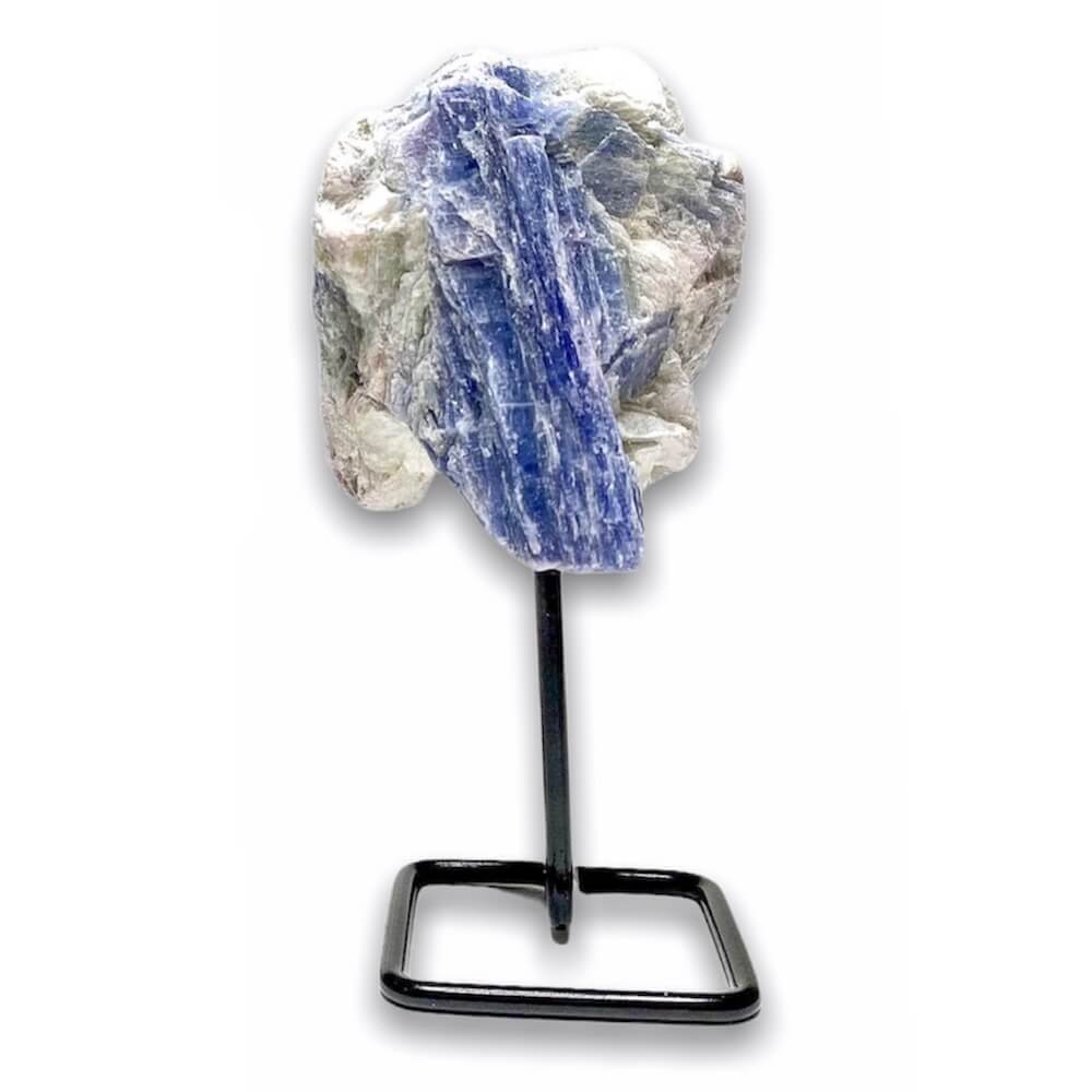 Shop at Magic Crystals for One Rough Blue Kyanite Metal Stand, Blue Kyanite on Stand, Point on Stand Pin, Blue Kyanite Stone, Rough Blue Kyanite, Raw Blue Kyanite. Shop for handmade kyanite Jewelry and pieces at Magic Crystals.  FREE SHIPPING available. Christmas gift, birthday present.