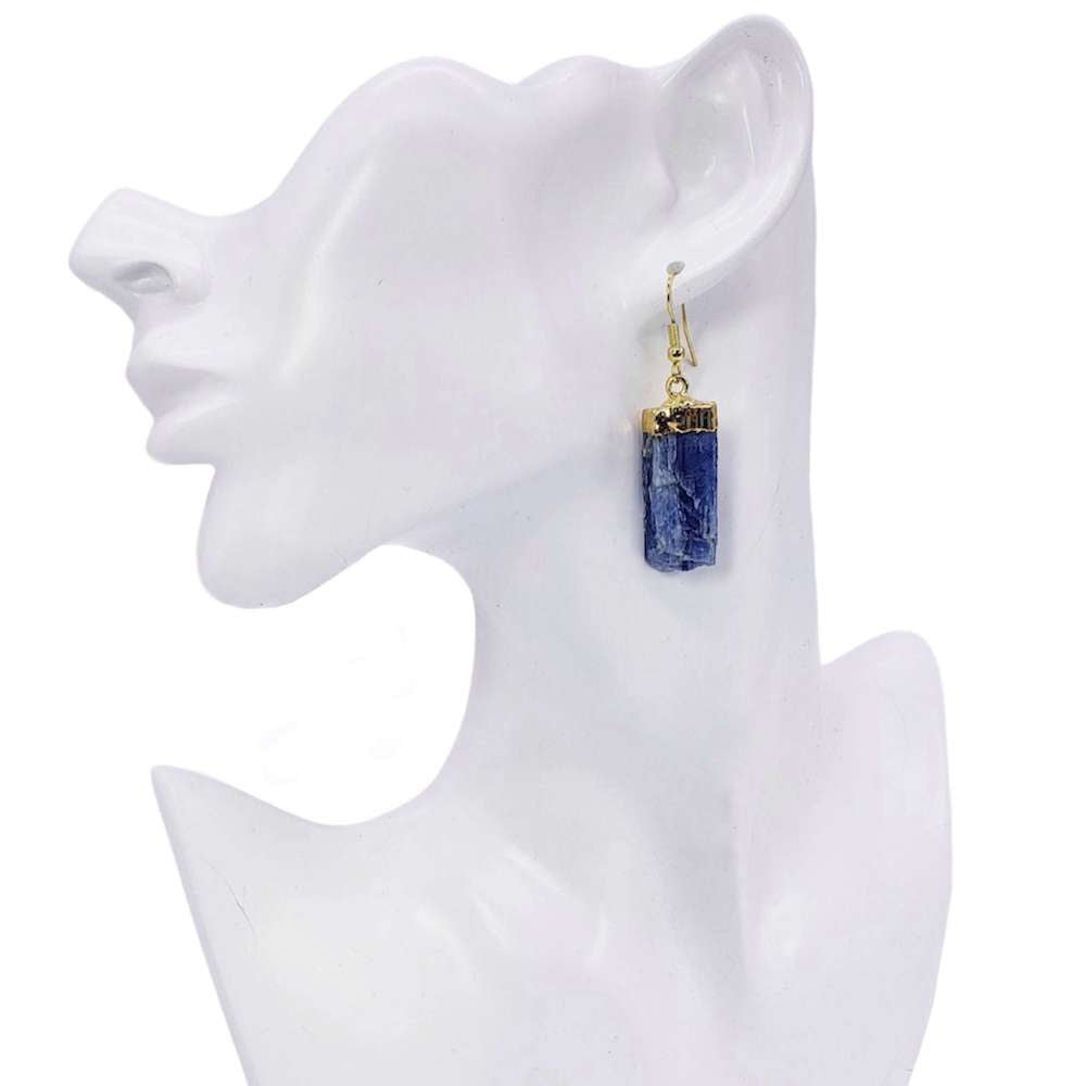 Raw Blue Kyanite Crystal Earrings - Raw Crystal Drop Dangle Earrings - Crystal Stone Earrings - Wife Gift For Her - Blue Kyanite Jewelry.  Shop for handmade kyanite Jewelry at Magic Crystals.  FREE SHIPPING available. Christmas gift, birthday present.