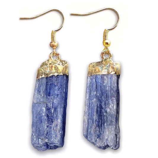 Raw Blue Kyanite Crystal Earrings - Raw Crystal Drop Dangle Earrings - Crystal Stone Earrings - Wife Gift For Her - Blue Kyanite Jewelry.  Shop for handmade kyanite Jewelry at Magic Crystals.  FREE SHIPPING available. Christmas gift, birthday present.