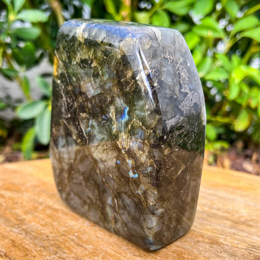 Looking for polished labradorite? Shop at Magic Crystals for Labradorite Stone Slab - Free Form Labradorite. Empathetic, supporting, and glowing with soft, pretty color, this Labradorite palm stone is a wonderful crystal gift for someone you love.  FREE SHIPPING AVAILABLE. Labradorite-Freeform-B