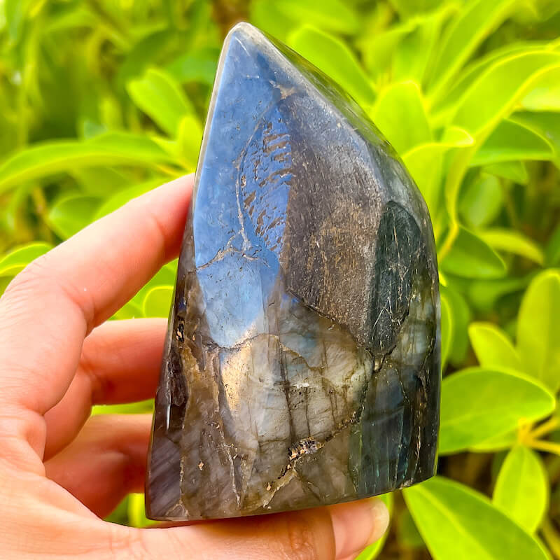 Looking for polished labradorite? Shop at Magic Crystals for Labradorite Stone Slab - Free Form Labradorite. Empathetic, supporting, and glowing with soft, pretty color, this Labradorite palm stone is a wonderful crystal gift for someone you love. FREE SHIPPING AVAILABLE. Labradorite-Freeform