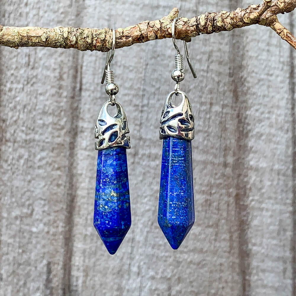Gemstone Dangling Earrings. Lapis-Lazuli-Dangle-Earrings. Looking Natural Stone Earrings - Dangling Crystal Jewelry? Show Jewelry at Magic Crystals. Natural stone, dangle earrings, and more. Crystal Single Point Earrings, Small Crystal Points, Healing Crystal Earrings, Gemstones, and more. FREE SHIPPING available.