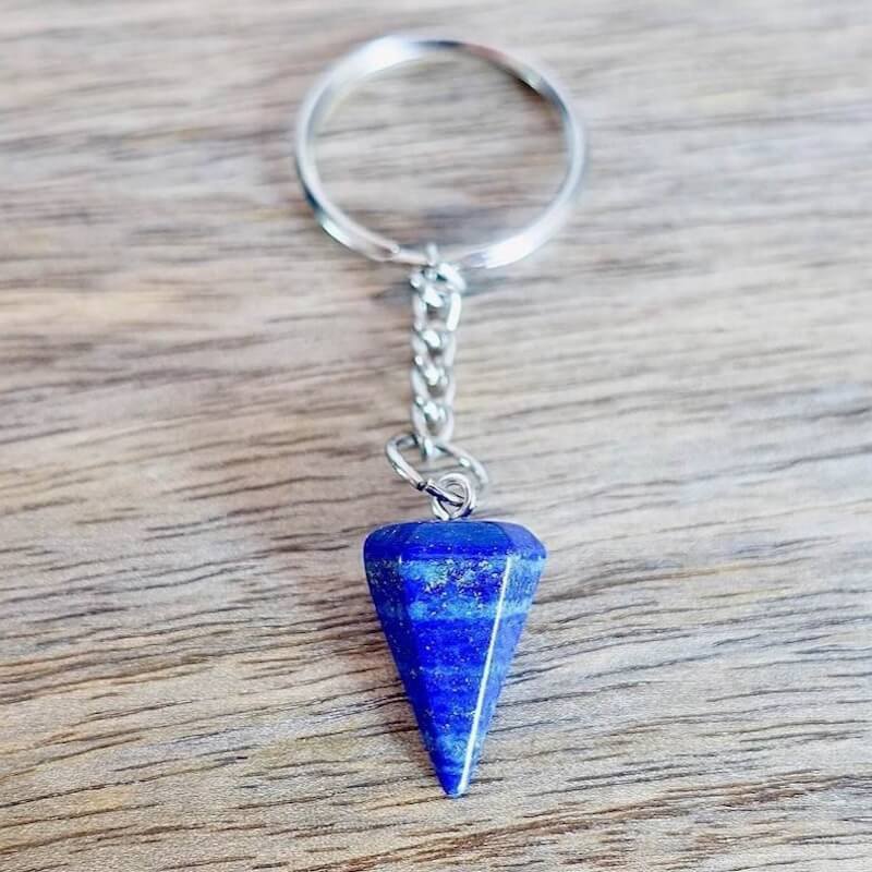 Lapis Lazuli  keychain. Shop at Magic Crystals for Crystal Keychain, Pet Collar Charm, Bag Accessory, natural stone, crystal on the go, keychain charm, gift for her and him. Lapis Lazuli  is a great for vitality. Lapis Lazuli  Natural Stone Keychain, Crystal Keychain, Lapis Lazuli  Crystal Key Holder. Blue gemstone.