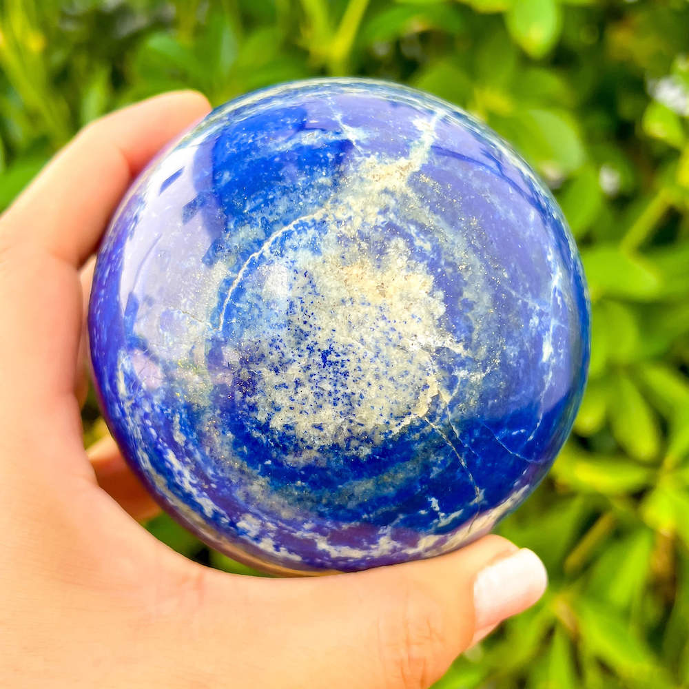 Buy Natural lapis lazuli sphere at Magic Crystals. Natural Lapis Lazuli Sphere - Throat & Third-Eye Chakra - Lapis Lazuli Stone for ORDER • FOCUS • COMMUNICATION. Carry lapis lazuli Stones with you and pull them out whenever you need to center yourself or bring your attention back into focus.    Lapis-Lazuli-Sphere-C