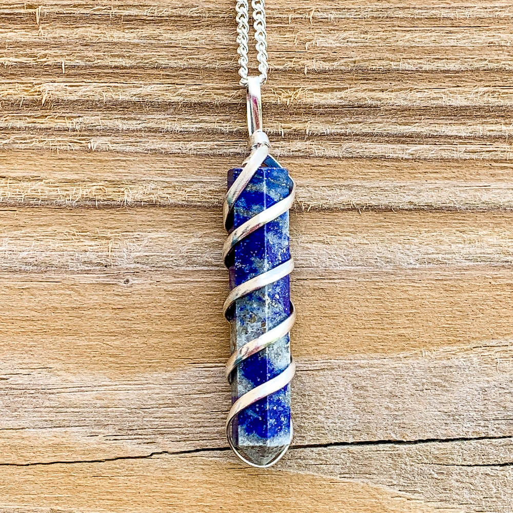    Lapis-Lazuli-Spiral-Wired-Wrap-Necklace. Gemstone Spiral Wrapped Pendant Necklace - MagicCrystals.com