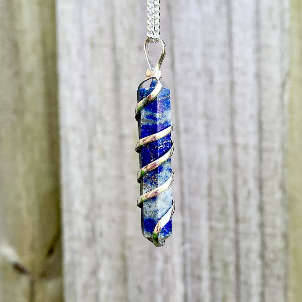    Lapis-Lazuli-Spiral-Wired-Wrap-Necklace. Gemstone Spiral Wrapped Pendant Necklace - MagicCrystals.com