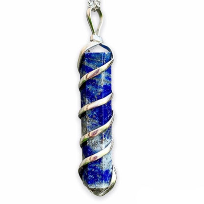    Lapis-Lazuli-Spiral-Wired-Wrap-Necklace. Gemstone Spiral Wrapped Pendant Necklace - MagicCrystals.com