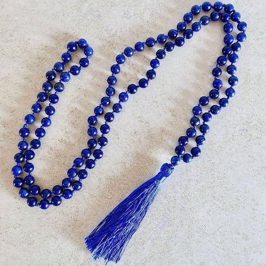 Lapis Lazuli Stone Mala Necklace | 108 Beads | 8 mm beads-Mala Necklaces-Magic Crystals