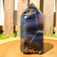 Looking for Agate Geode Tower - Agate Carving? shop at Magic Crystals for Large Unique Agate Druzy Tower - #E with FREE SHIPPING available. Flower agate can be used to re-bloom the feminine side of all persons. GEMSTONE flame carving. High quality crystals.