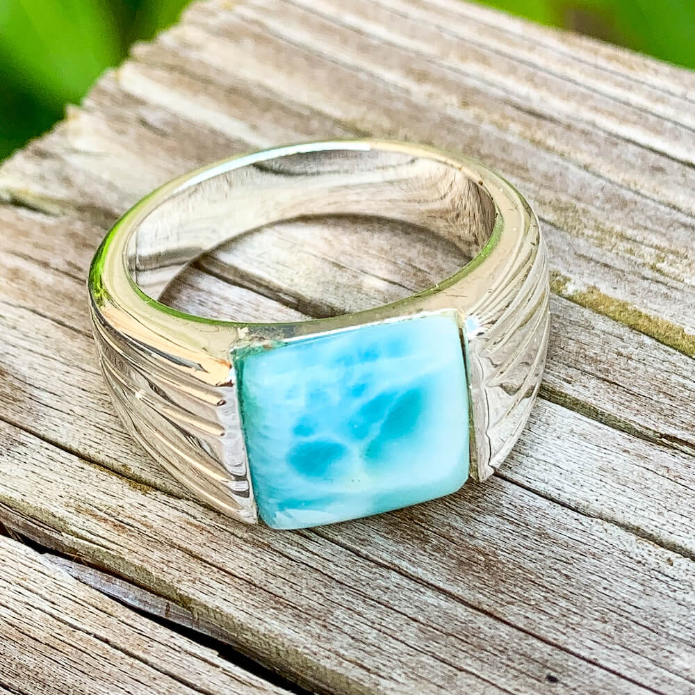 Looking for AAA quality Dominican Larimar Ring ? Shop Genuine Larimar jewelry set in 925 Sterling Silvera at Magic Crystals.  We carry Larimar necklace, Sterling Caribbean Larimar pendant, Gift For Her, or HIM Gemstone Pendant. Magiccrystals.com carries the essence of the ocean.