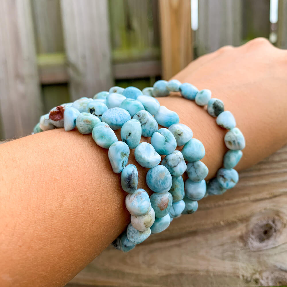 This lovely, rare, and spectacular mineral gem called Larimar is found in the Dominican Republic. Shop Genuine AAA Larimar Bracelet, Aquamarine Bracelet at Magic Crystals. We carry Larimar Bracelet, Larimar Jewelry, Anxiety Bracelet, Gift For Her, Mala. Magiccrystals.com carries the essence of the ocean.