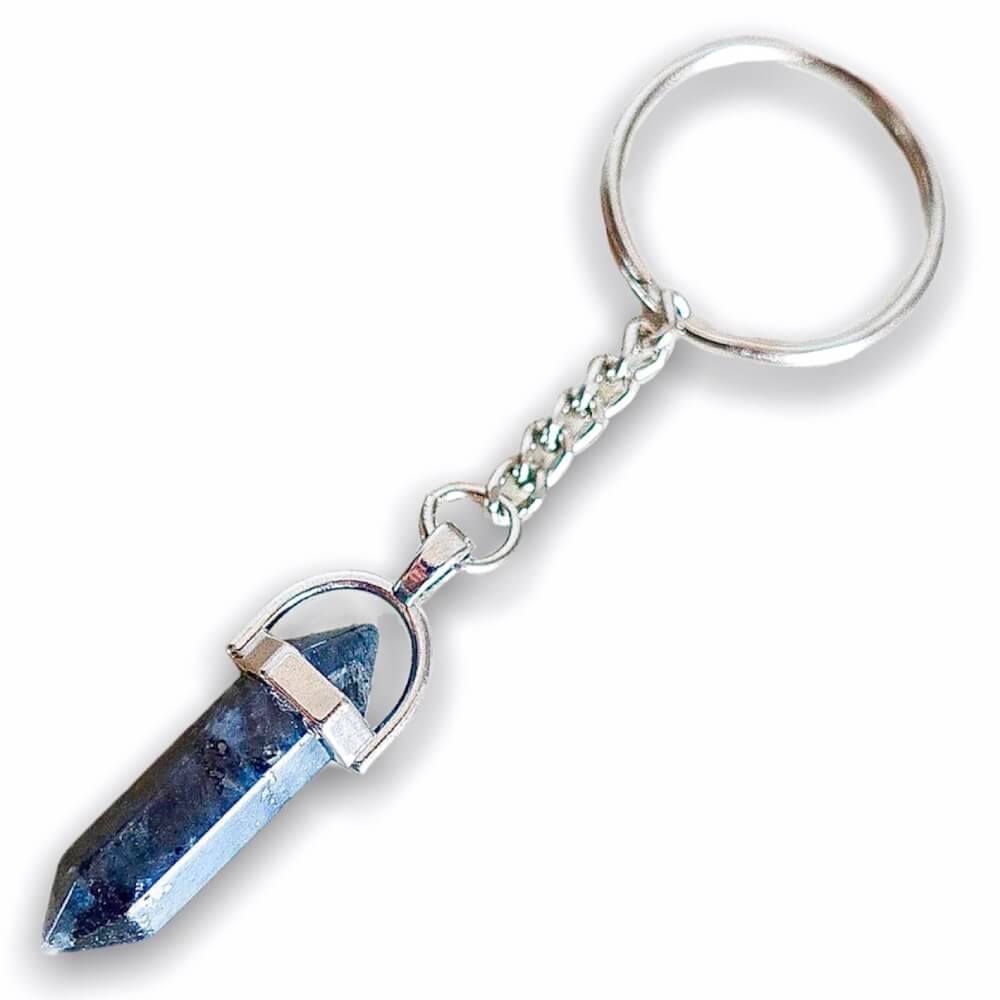 Larvikite Labradorite Keychain. Larvikite is said to be an excellent stone for various psychic and esoteric uses. Larvikite Labradorite Double Point Keychain  at Magic Crystals. Free shipping available. We carry a wide variety of keychains, gemstones, bracelets, earrings and handmade jewelry. 