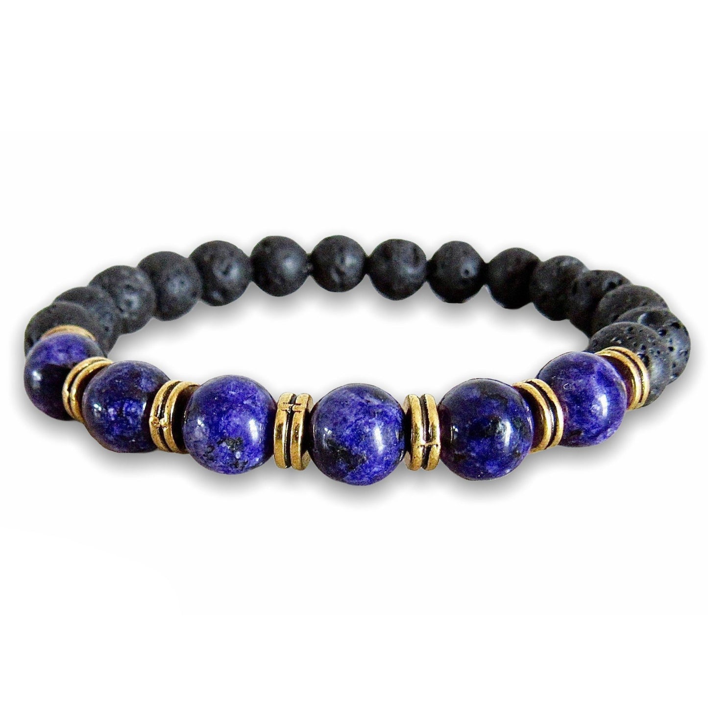 Lava Stone and Lapis Lazuli Bracelet-Bracelets-Magic Crystals-Lapis Lazuli Jewelry
