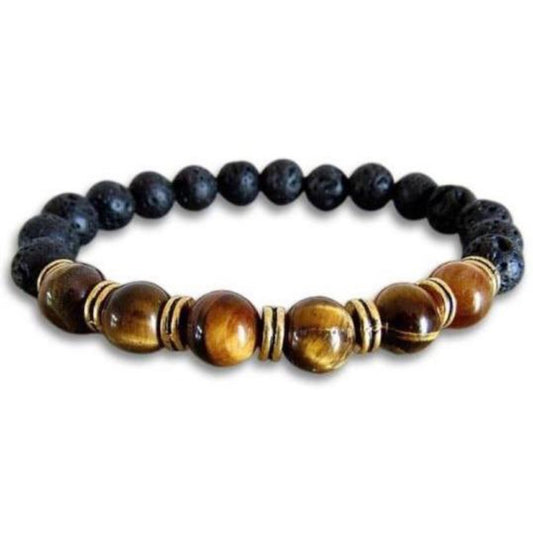 Lava Stone and Yellow Tiger Eye Bracelet - Magic Crystals