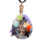 Lepidolite-Tree-Of-Life-Chakra-Necklace. Looking for a gift for mother/her, tree of life necklace, stone necklace, pendant? Shop at Magic Crystals for a 7 Chakra Tree Of Life Drop Necklace. 7 Chakra necklaces, and seven chakras jewelry pieces. Handmade Natural Amethyst Crystal. Amethyst Drop shape, teardrop, Protection Necklaces. 