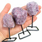 Lepidolite Point on Stand. Looking for One Rough Black Lepidolite Metal Stand, Lepidolite Chunk on Stand, Point on Stand Pin, Lepidolite Stone, Rough Lepidolite, Raw pink and purple stones? Shop for our genuine gemstones. FREE SHIPPING AVAILABLE at Magic Crystals ! Lepidolite Gemstone for OPTIMISM AND BALANCE