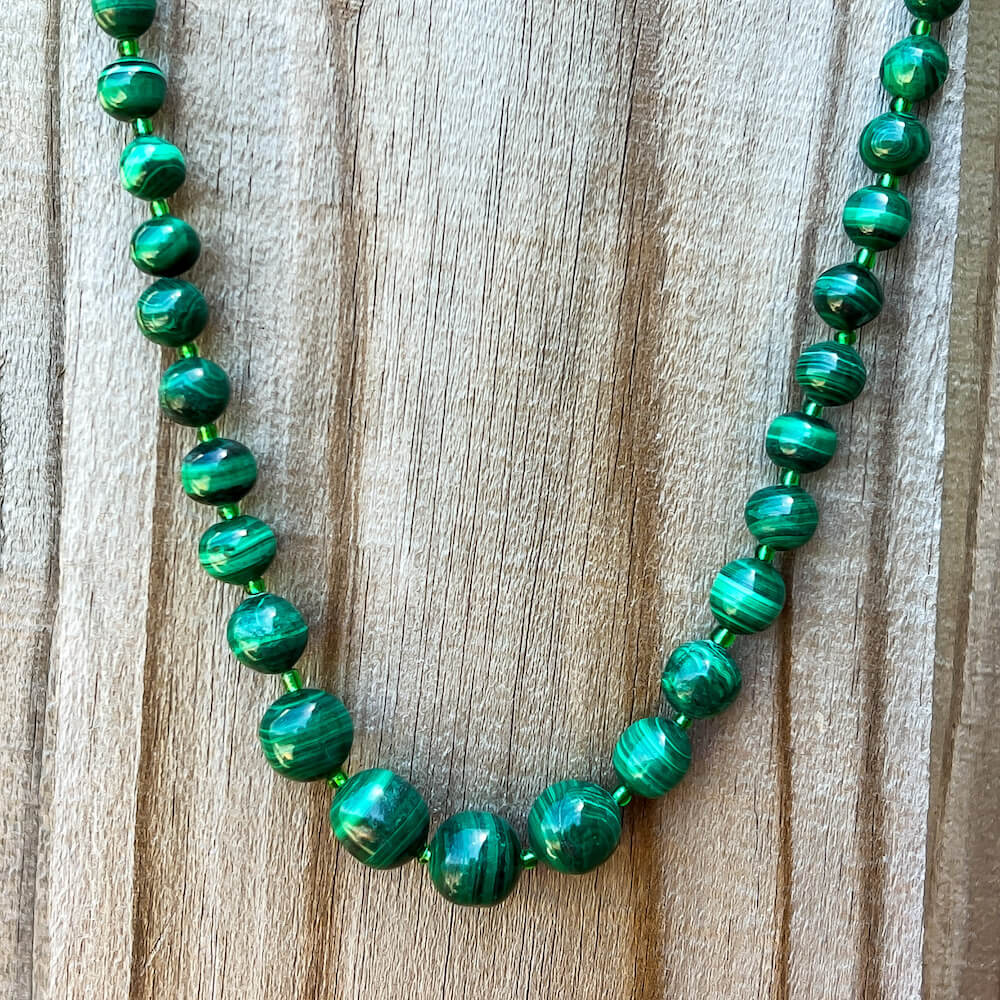 Genuine Malachite Beaded Necklace - Malachite Jewelry - Magic Crystals