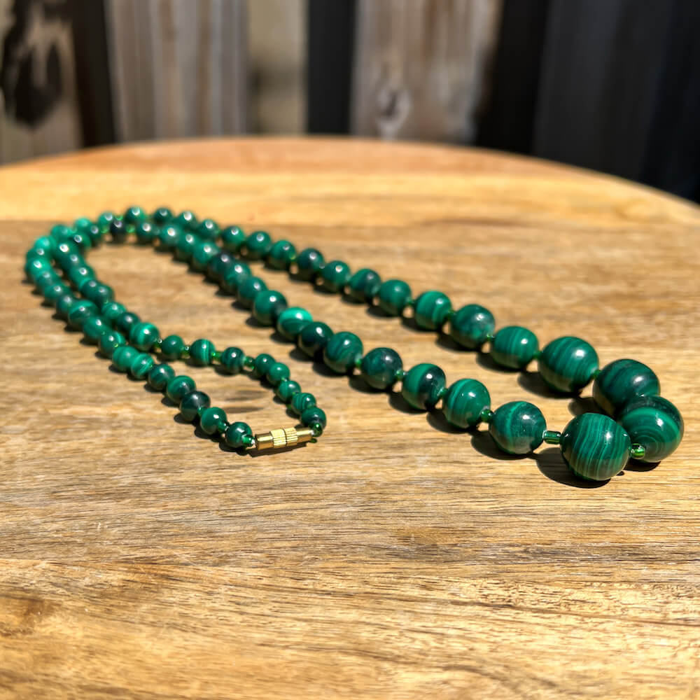 Malachite Necklace with Sterling Silver Trigger Clasp – Beads of Paradise