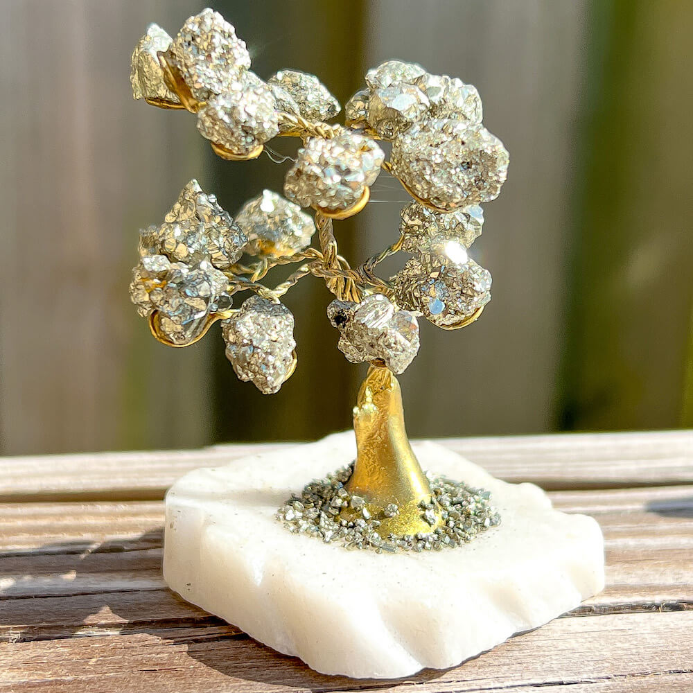 pyrite money tree Golden Wire Gemstone Tree with Pyrite - Stone Tree