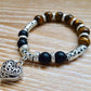 Black Onyx Matte Stone and Yellow Tiger Eye Gemstone Heart Bracelet - Magic Crystals - Tiger Eye Bracelet