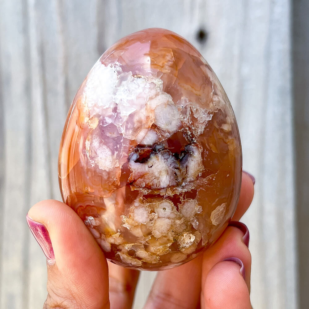 Looking for Flower Agate Egg/ Flower agate sphere/ Agate flower Egg/ Cherry Blossom Agate point? shop at Magic Crystals for Flower Agate Egg with FREE SHIPPING available. Flower agate can be used to re-bloom the feminine side of all persons. GEMSTONE Obelisks. High quality crystals.